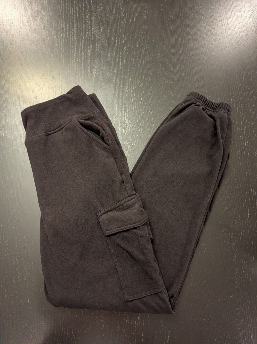 Women's Black Fleece Joggers with Elastic Cuffs - Unbranded - Picture 5 of 10